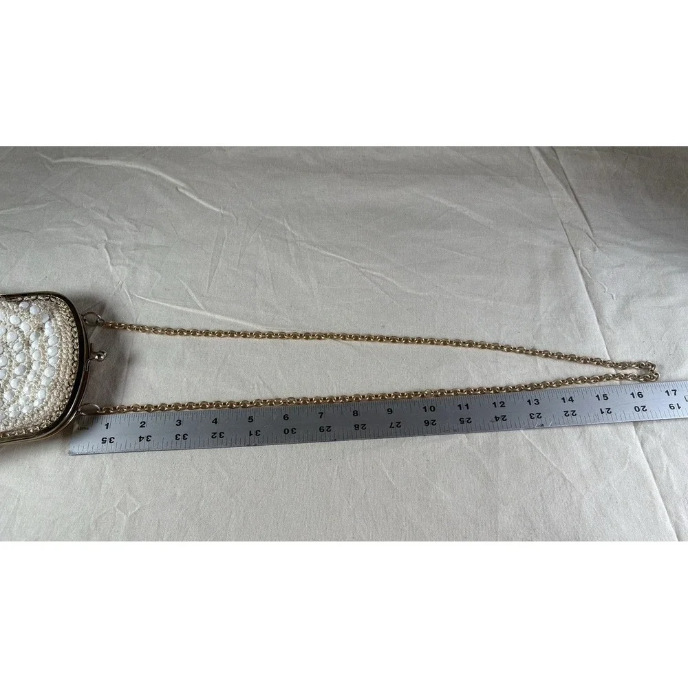 VTG Bobbie Jerome Purse White Crochet Beaded Evening Handbag Boho Made in Italy